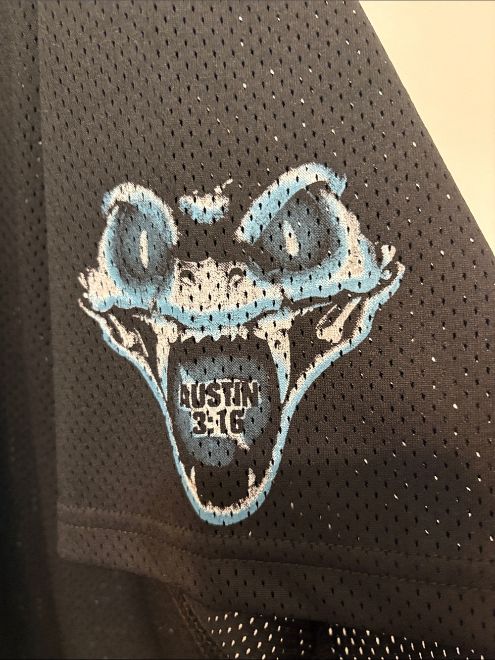 NWT WWE Stone Cold Steve Austin The Texas Rattlesnake V Neck Black Mesh Jersey - Picture 6 of 8